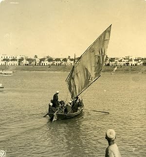 Seller image for Egypt Aswan Felucca Arab Sailboat Old NPG Stereoview Photo 1900 for sale by Bits of Our Past Ltd