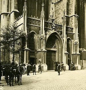 Bild des Verkufers fr Belgium Brussels Cathedral St. Gudula Side Door Old NPG Stereoview Photo 1900 zum Verkauf von Bits of Our Past Ltd