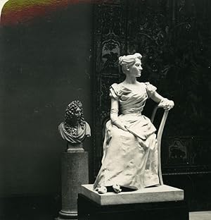 Seller image for Belgium Brussels Sculpture Museum Dubois Seated Woman Photo Stereoview NPG 1900 for sale by Bits of Our Past Ltd