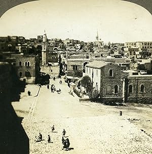 Palestine Bethlehem General View Old Geo Griffith Photo Stereoview 1905