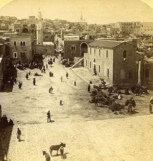 Palestine West Bank Bethlehem Street Scene Old Jarvis Photo Stereoview 1896