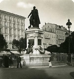 Seller image for France Nice Statue of Marshal Massena Old Stereo Photo NPG 1905 for sale by Bits of Our Past Ltd