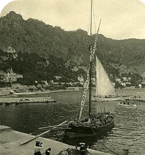 Seller image for France Beaulieu-sur-Mer Harbor Sailboat Old Stereo Photo NPG 1905 for sale by Bits of Our Past Ltd