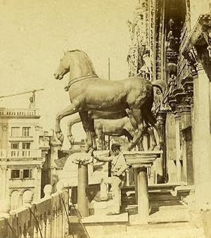 Horses on San Marco Door Venice Italy Old Stereo Photo Furne et Tournier 1859