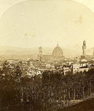 Panorama Firenze Italy Old Stereo Photo Alexis Gaudin 1859