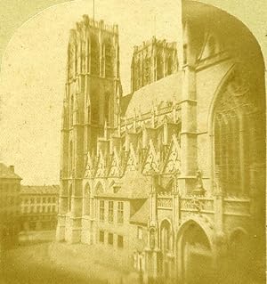 Bild des Verkufers fr Church of Saint Gudula Brussels Belgium Old Stereo Photo 1859 zum Verkauf von Bits of Our Past Ltd