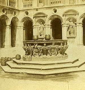 Court of the Giants Staircase Venice Italy Old Stereo Photo 1859