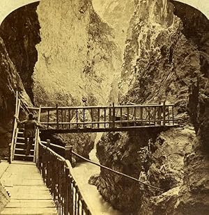 Gorges du Trient Martigny Switzerland Old Stereoview Photo England 1865