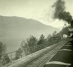 Seller image for Switzerland Alps Magadino Train old Possemiers Stereo Photo 1910 for sale by Bits of Our Past Ltd