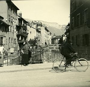 France Haute Savoie Lake Annecy Thiou Canal old Possemiers Stereo Photo 1920