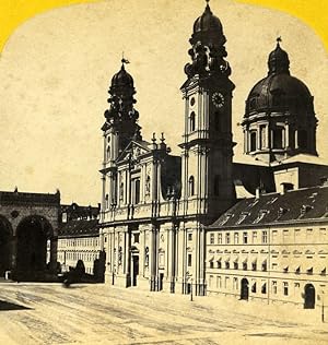 Germany Munchen Theatine Church Theatinerkirche old Stereo Photo Ad. Braun 1865