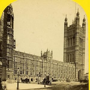 United Kingdom Houses of Parliament Victoria Tower Stereoview Photo York 1860