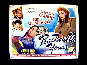 PRACTICALLY YOURS-CLAUDETTE COLBERT-1944-HALF SHEET-1/2 FN