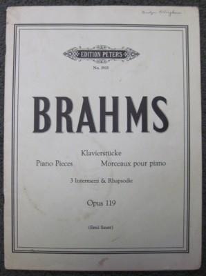 Image du vendeur pour Brahms Klavierstucke Piano Pieces Morceaux pour piano, 3 Intermezzi & Rhapsodie, Opus 119 mis en vente par Reflection Publications