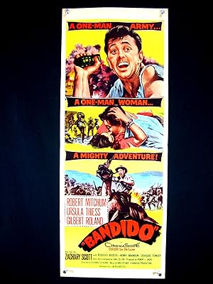 BANDIDO-ROBERT MITCHUM-WILD ART-1956-ORIG INSERT VF