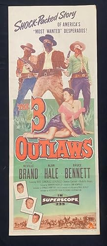 THE THREE OUTLAWS-INSERT-1956-NEVILLE BRAND-GREAT IMAGE VF