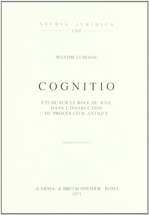 Seller image for Cognitio. tude sur le rle du juge dans l'instruction du proces civil antique (1944) for sale by Libro Co. Italia Srl