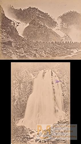 Hardangerfjord Laat & Espelands Falls Norwegian landscape Two Old Photos 1890