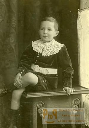 Seller image for Switzerland Young Boy sitting Table Old Boissonnas Cabinet Card Photo 1900 for sale by Bits of Our Past Ltd