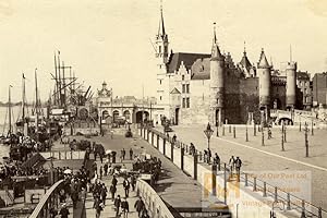 Seller image for Antwerpen Busy Boardwalk Sailboats old Photo 1890 for sale by Bits of Our Past Ltd
