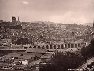 Lausanne Panorama Bridge Switzerland old Photo 1890