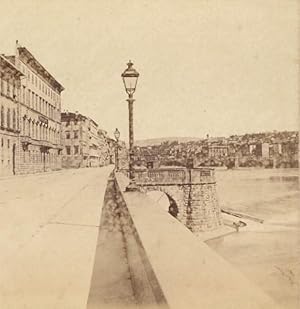 Image du vendeur pour Arno River Firenze Italy old Sommer stereo Photo 1870 mis en vente par Bits of Our Past Ltd