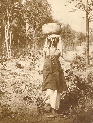 Annam Native Woman Carrying Basket Old Photo 1930