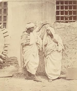 Egypt Cairo Fellah & Wife Old Albumen Ethnic Photo 1880