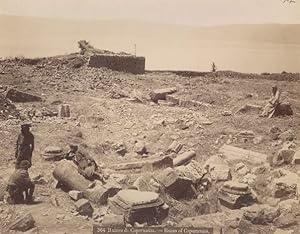 Israel Capernaum Farmers on Ruins Old Photo 1890