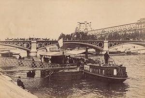 Pont des Saint Peres Taxi Boats Paris Street Life Old Instantaneous Photo 1885