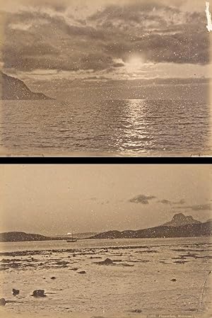Finmarken Midnight Sun Norwegian landscape Two Old Photos 1890