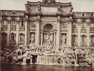 Italy Roma Trevi Fountain Panorama Two Old Photos 1890