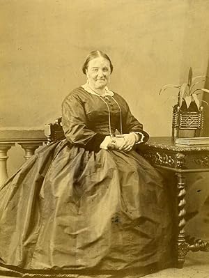 France Woman Seated Fashion Old Large Albumen Photo 1870