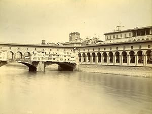 Firenze View of Ponte Vecchio Italy Old Albumen Photo 1880