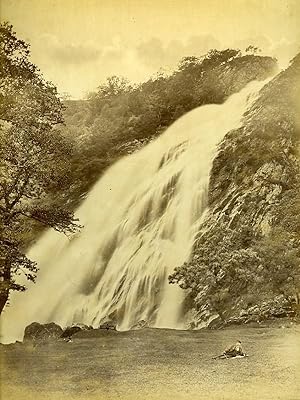 Ireland Eire Wiclow Powerscourt Waterfall Old Albumen Photo 1875