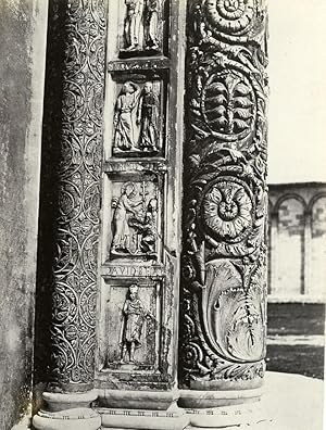 Italy Pisa Jambs of the door of the Baptistery Old Photo Bisson 1858