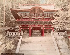 Japan Nikko Niomon of 3rd Shogun Shakonotaki Waterfall 2 Old albumen Photos 1890