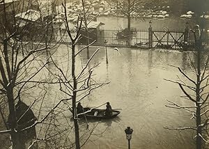 France Paris Inondations de 1910 Floods Seine River Boat Old Photo