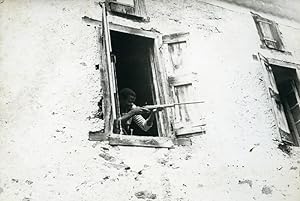 War Scene Shooter Sniper at the Window Africa Old Snapshot Photo 1950