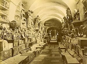Italy Palermo Cathedral Interior & Ossuary 2 Old Photos Front/Back 1885