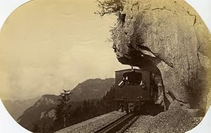 Switzerland Railway Train of Brunig pass Mountain old Albumen Photo 1880