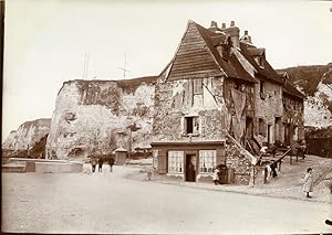 France Dieppe Old houses near the Cliff Seaside old Photo 1900