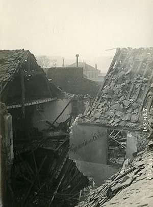 Paris Street Kabylie WWI Aerial Raid by Aircraft Gotha Old Photo Branger 1918