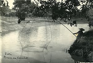 Vietnam Indochina Tonkin Vietri Fisherman Fishing Net Old Photo 1925