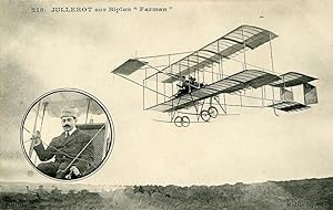 Aviation Pioneer Henri Jullerot on Farman Biplane Vieille Tige old CPA 1910