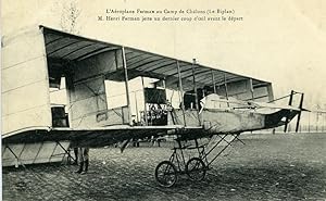 Aviation Henry Farman Biplane Camp de Chalons old Postcard 1908