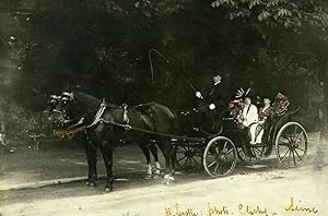 France Clichy sur Seine Horse Cart Old Photo Hand Colored 1908