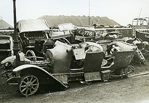 France WWI War Front Captured German Car Trucks Wrecks Old Photo Meurisse 1915