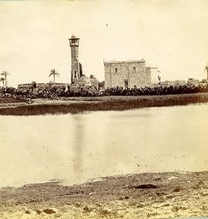 Middle East Lebanon Baalbek Ruins Minaret Old Anonymous Albumen Photo 1880