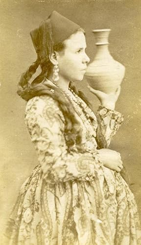 Middle East Woman Traditional Fashion Portrait Old Anonymous Albumen Photo 1880